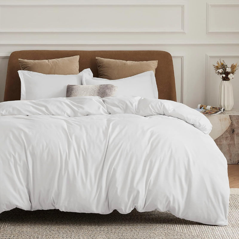 White Duvet Cover Queen Size - Soft Brushed Microfiber Duvet Cover For Kids Wi