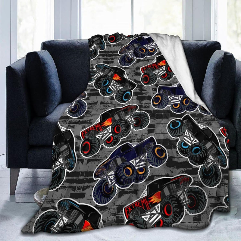 Monster Truck Boys Style Throw Blanket Ultra Soft Warm All Season Decorative F