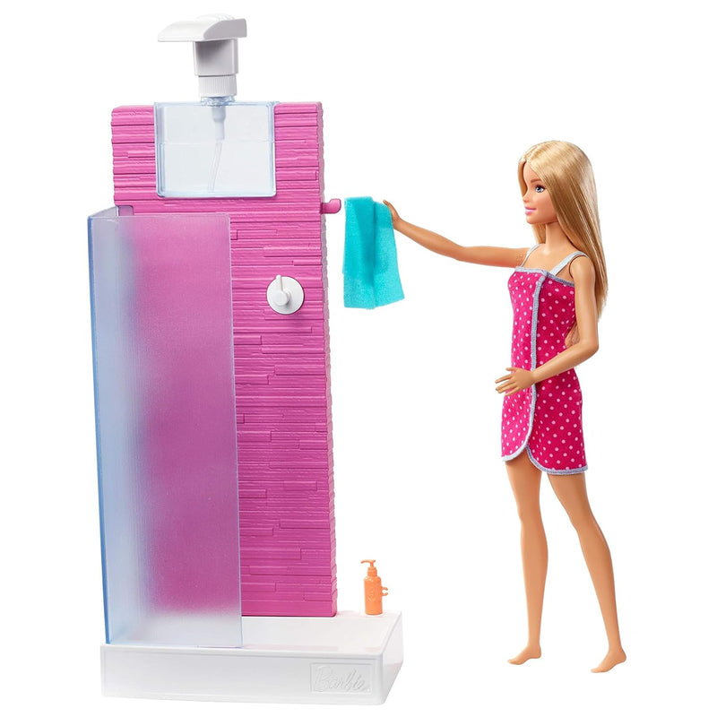 Barbie Doll & Furniture Set, Bathroom with Working Shower