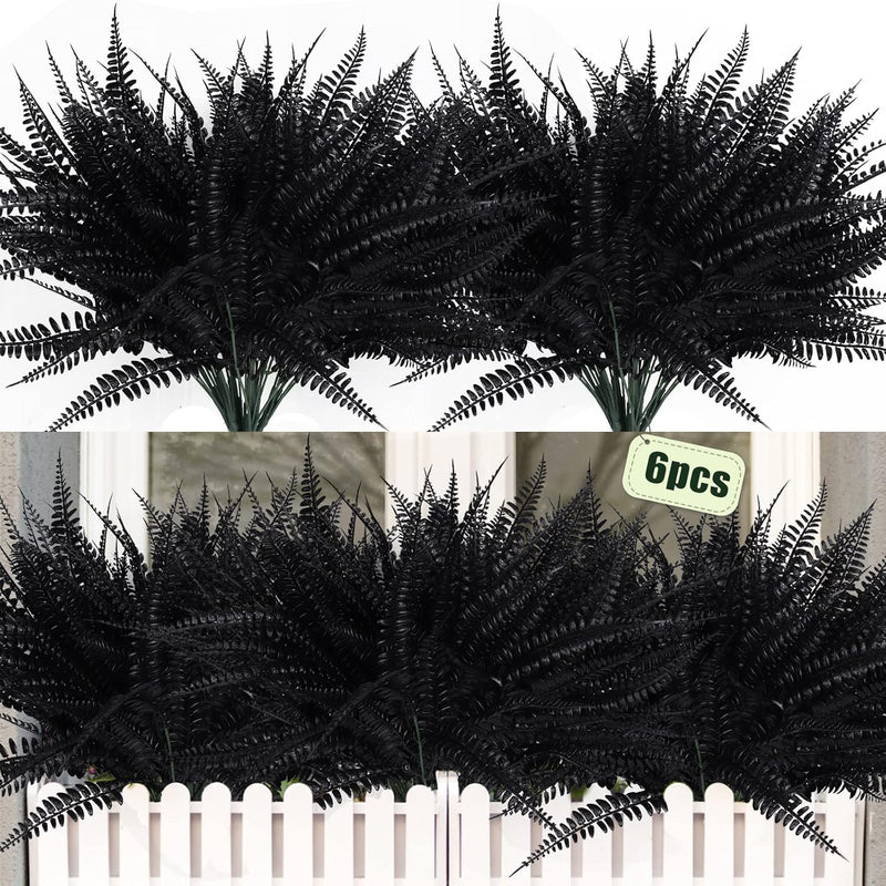 6Pcs Artificial Boston Fern Outdoor Artificial Plants Uv Resistant Artificial