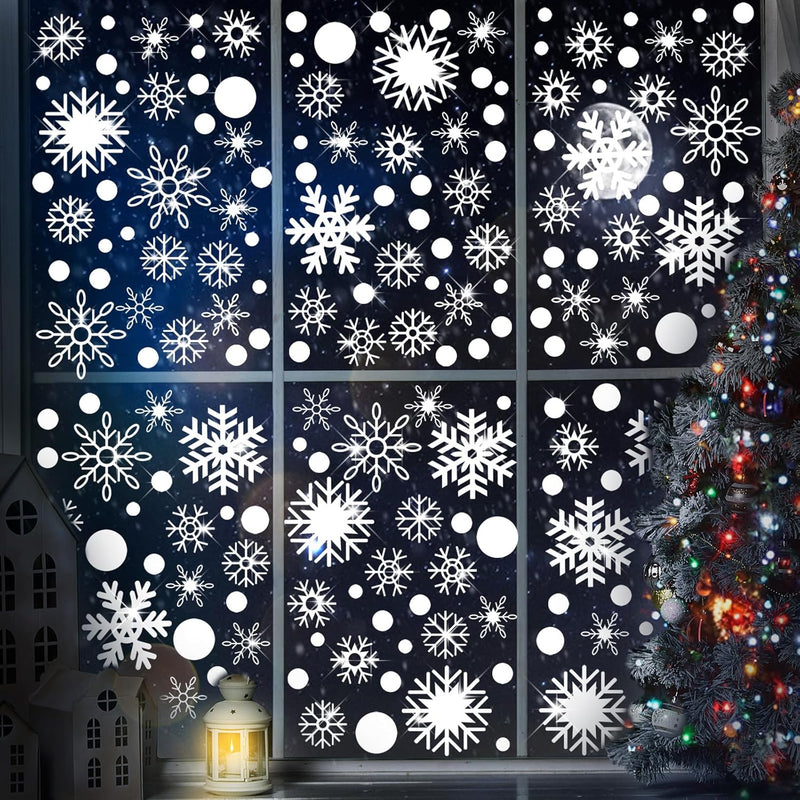 249 Pcs Christmas Snowflake Windows Clings Stickers Winter Window Snowflake De