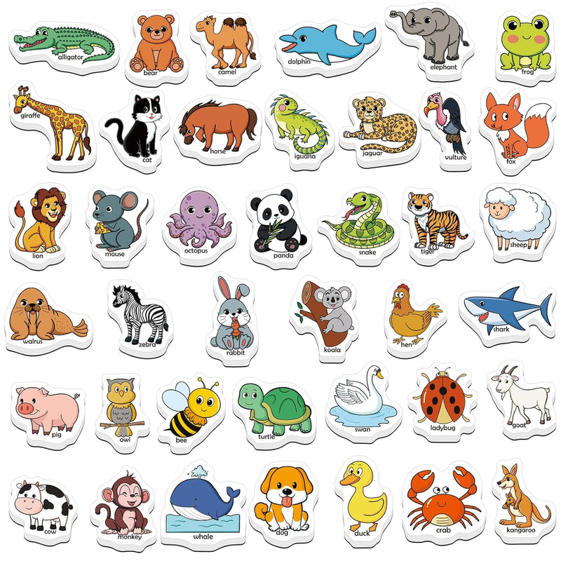 40 Animal Magnets,Refrigerator Fridge Magnets For Kids,Magnetic Animal Toys
