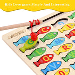 Magnetic Wooden Fishing Game with ABC Letters & Numbers for Ages 3+