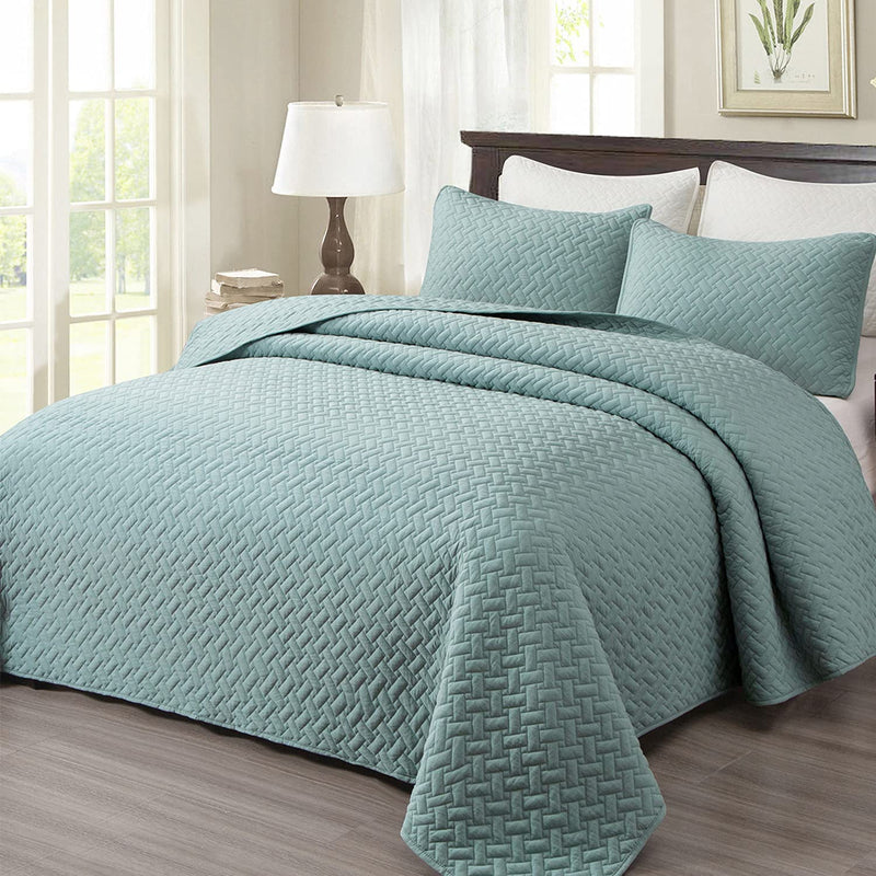 Queen Quilt Set 3 Pieces (90X90 Inches), Pre-Washed Microfiber Bedspreads For
