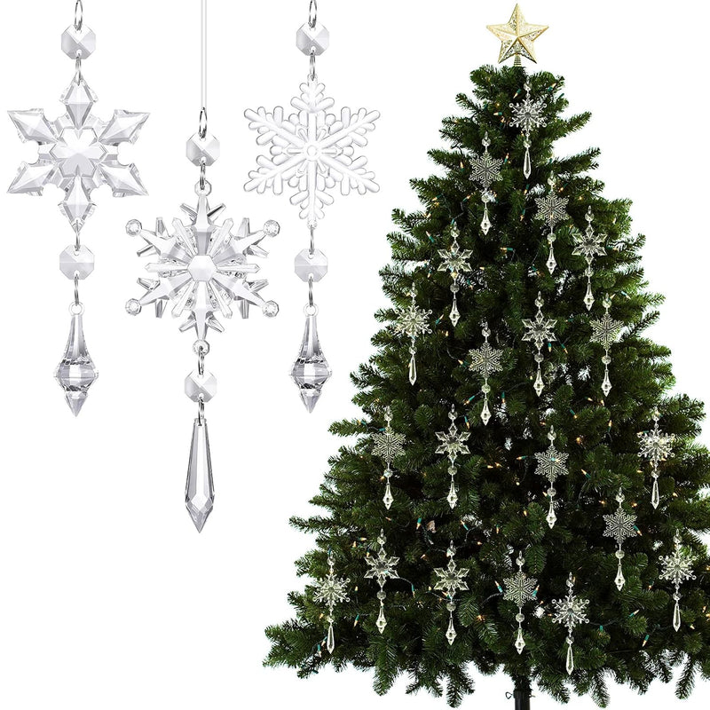15 Pcs Christmas Acrylic Snowflake Christmas Crystal Christmas Tree Ornaments