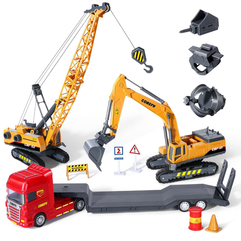 Kids Construction Toys For Boys, Construction Crane Trucks Excavator Toy Se