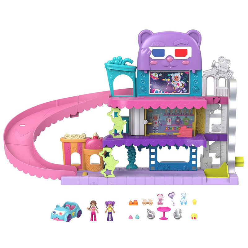 Polly Pocket Pollyville Dolls & Playset, Drive-in Movie Theater with 2 Micr