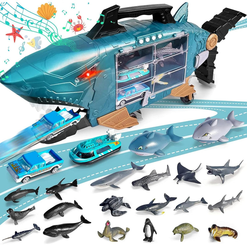 Shark Toys With Led, Music Ocean Animals Toys, Shark Truck Toys With 2Pcs T