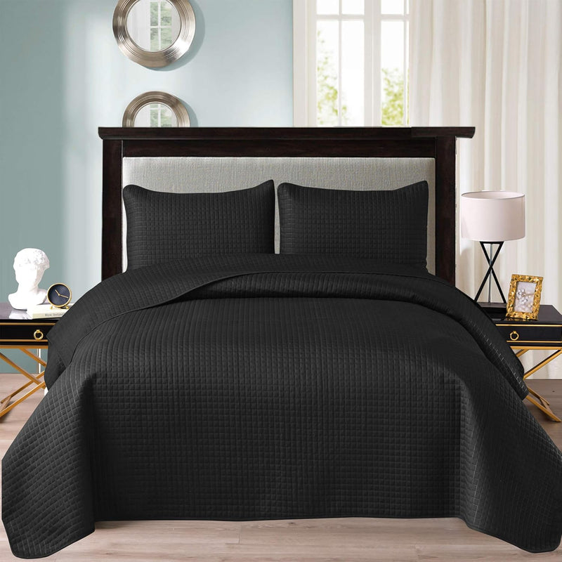 Ultrasonic 3 Piece King Size Quilt Set With Pillow Shams, Lightweight Bedsprea