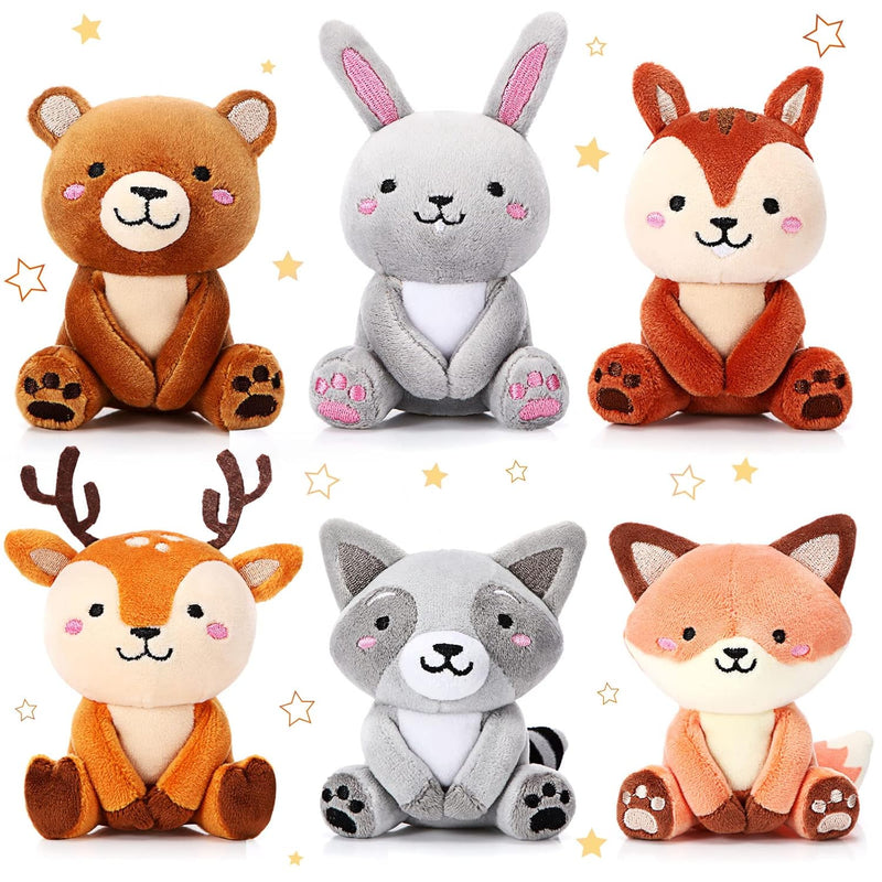 Aoriher 6 Pcs Mini Woodland Animals Plush Toys Bulk 4 Inch Cute Plush Bear