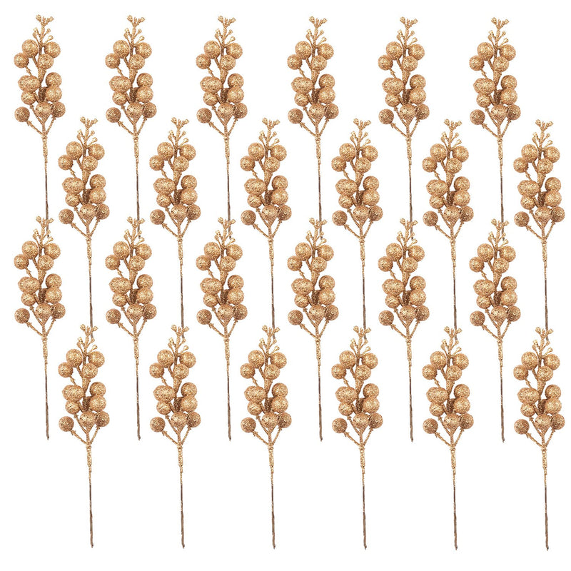 24 Pack Christmas Glitter Berries Stems Artificial Christmas Picks For Christm