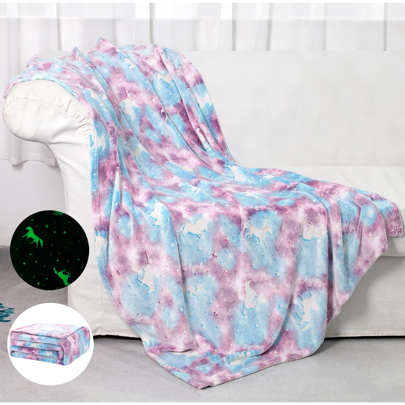 Glow In The Dark Blanket Unicorns Gifts For Girls,Unicorn Party Blankets,Lu