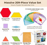 209-Piece Wooden Pattern Blocks Set for Kids with Design Cards
