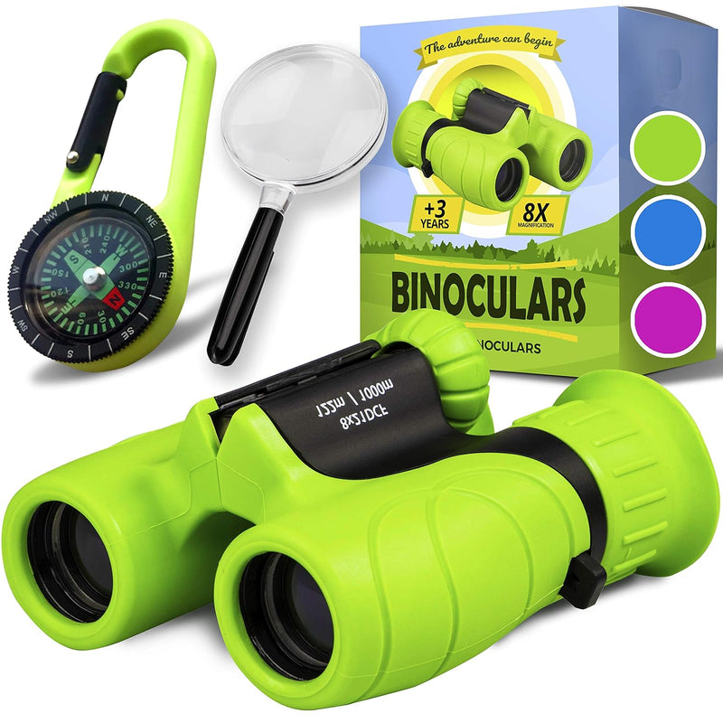 Binoculars For Kids, Set With Magnifying Glass & Compass Purple Perfect Toy