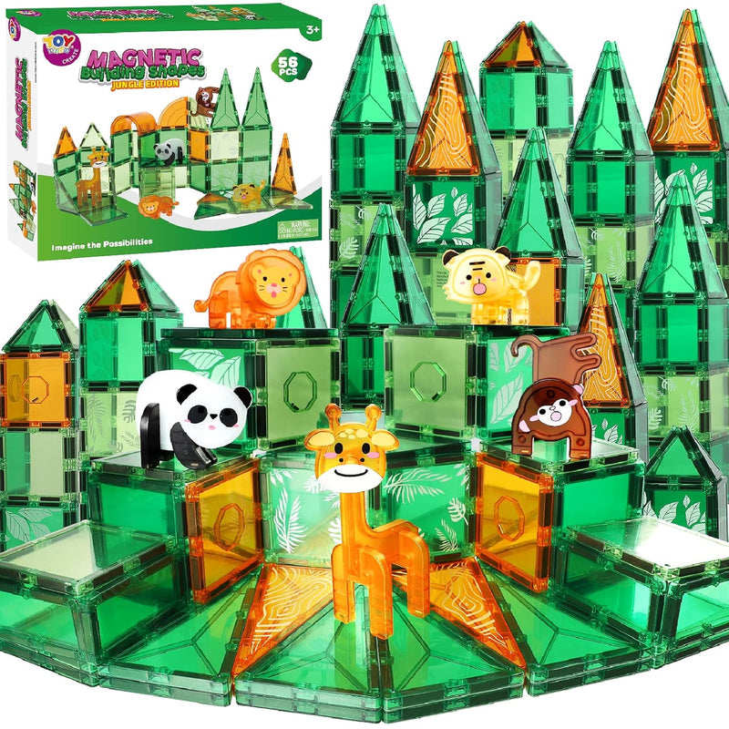 TOY Life Magnetic Tiles for Toddlers 3-5 56 Pcs Magnetic Blocks for Kids Ag