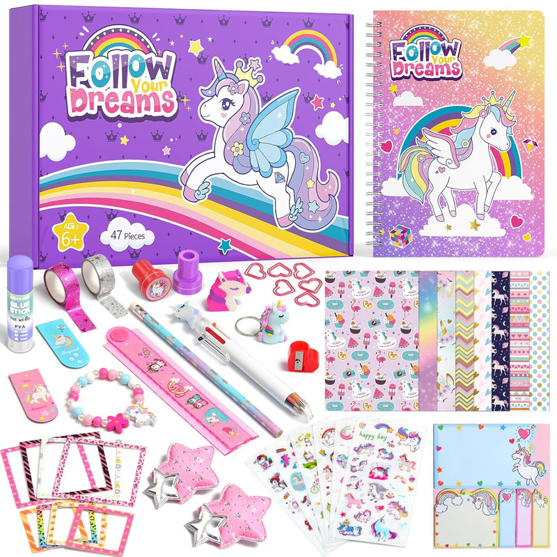 Unicorn Journal Stationary Set, Unicorns Gifts For Girls Ages 6 7 8 9 10 11