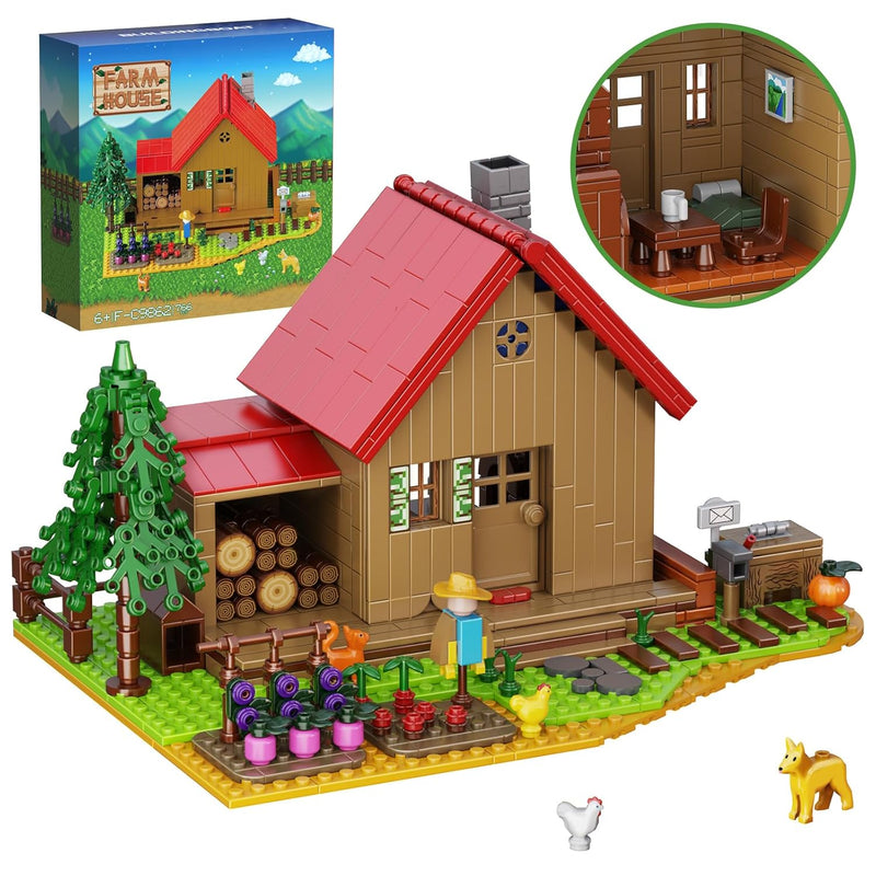 Stardew Farmhouse Building Toy, Video Game Farm Playset Building Set Compat