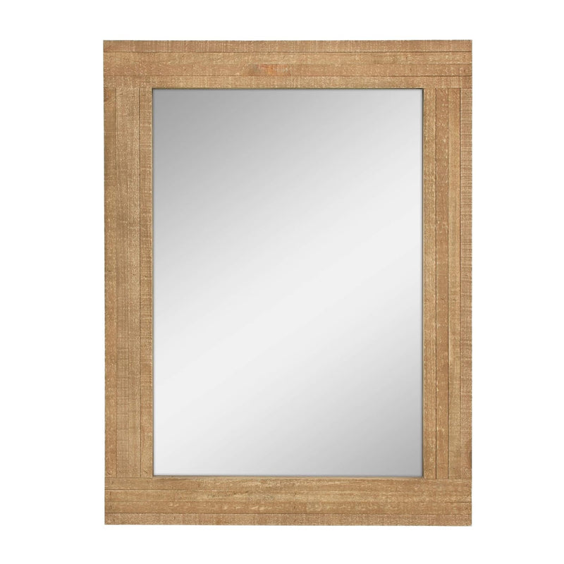 Rectangle Natural Wood Hanging Wall Mirror, Medium, Brown