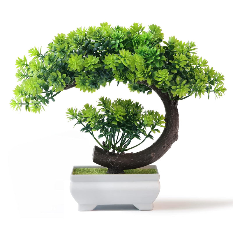 Small Fake Plants - Plastic Artificial Bonsai Tree Emerald Green Decor For Hom