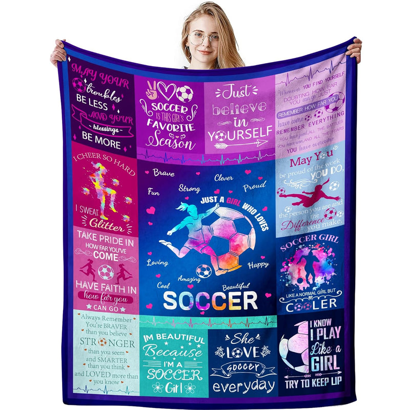 Soccer Blanket Gifts For Girls Ultra Soft Warm Flannel Throw Blankets Soccer T