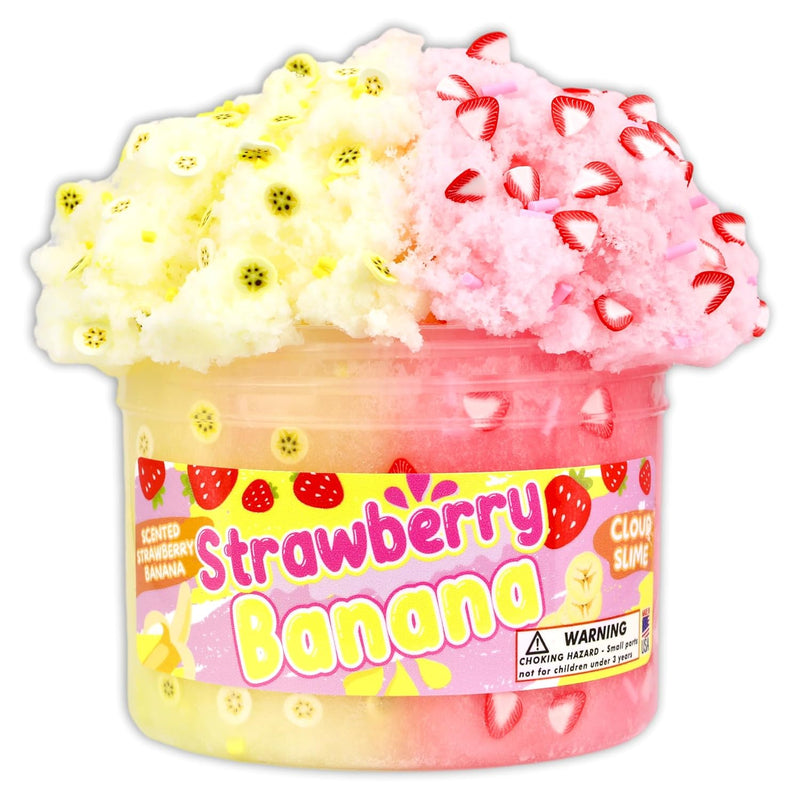 Strawberry Banana (8 Fl/Oz) Scented Cloud Textured Slime Handmade In Usa Pink/