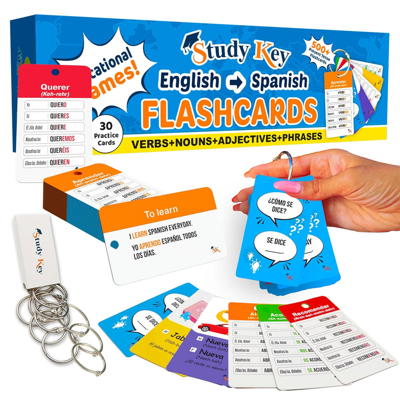 500+ Learn Spanish For Adult Beginners & Kids 270 Spanish Verb Flashcards,