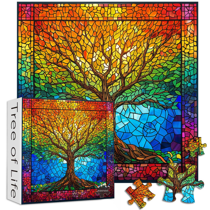 Stained Glass Puzzles For Adults 1000 Pieces And Up, Mosaic Tree Of Life Pu