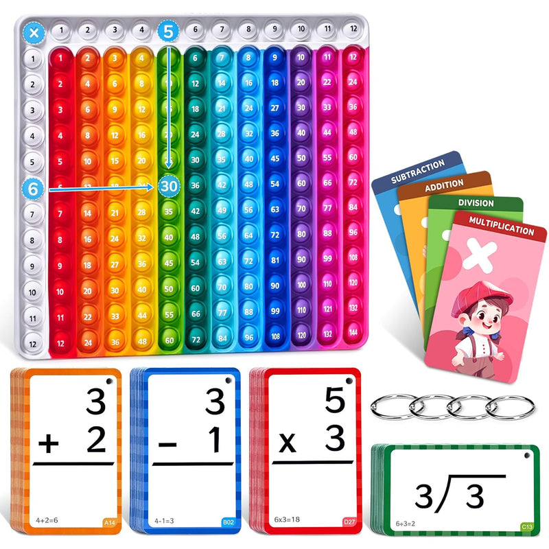 Math Flash Cards + Pop Fidget Chart,Math Games for Kids Ages 4-8, Addition,
