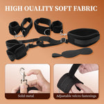 Adjustable BDSM Wrist & Thigh Restraint Set – Bondage Cuffs, Collar & Blindfold