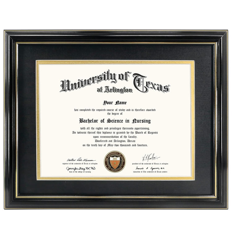 8.5X11 Diploma Frame With Black Over Gold Mat Or Display 11X14 Certificate Wit