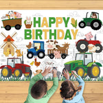 Giant Farm Tractor Coloring Poster, 43.3 x 29.5 Inch Farm Animal Coloring Tablecloth