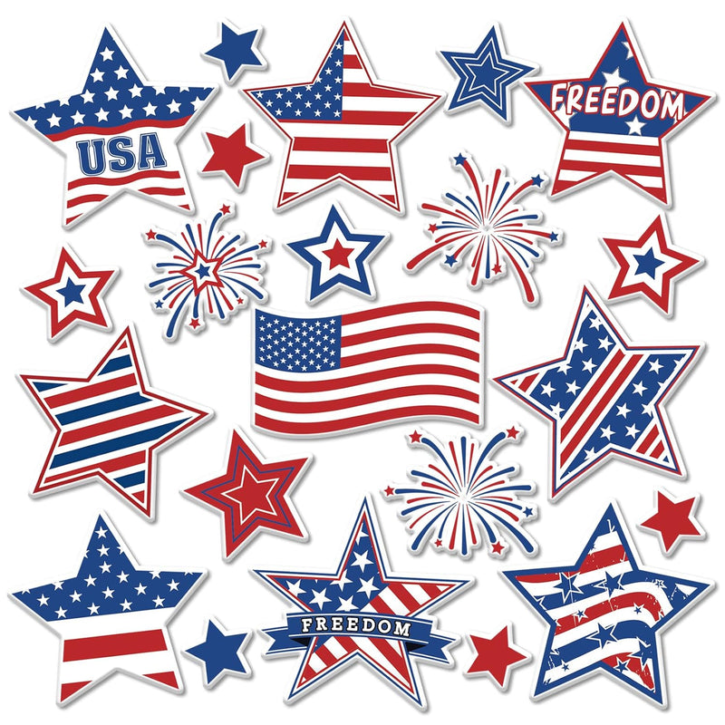 44Pcs 4Th Of July Thick Gel Clings Blue Red White Star American Flag Window Th