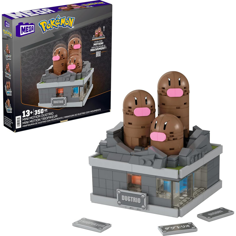 Pokémon Building Toys Set Mini Motion Dugtrio With 350 Pieces, Pop Up Motio