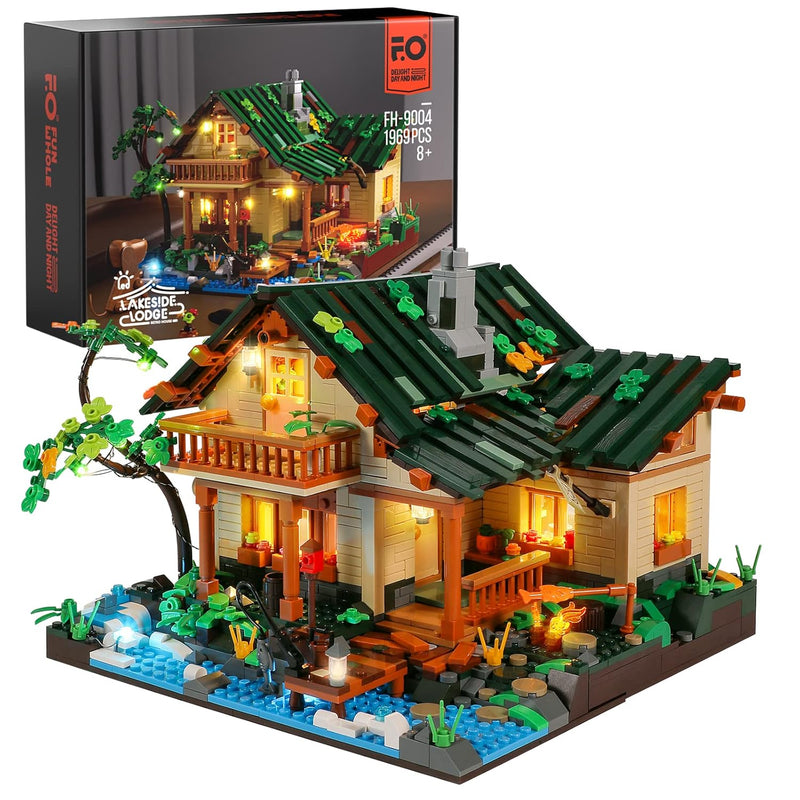 Lakeside Lodge Building Set With Led Lights Construction Building Model Set