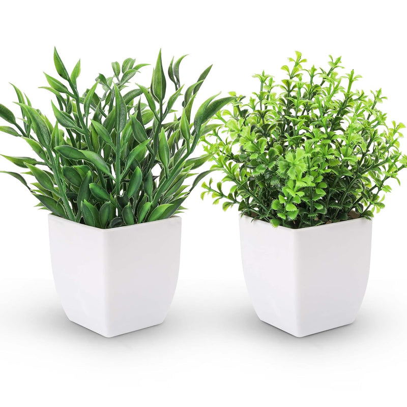 2 Packs Fake Plants Mini Artificial Greenery Potted Plants For Home Decor Indo