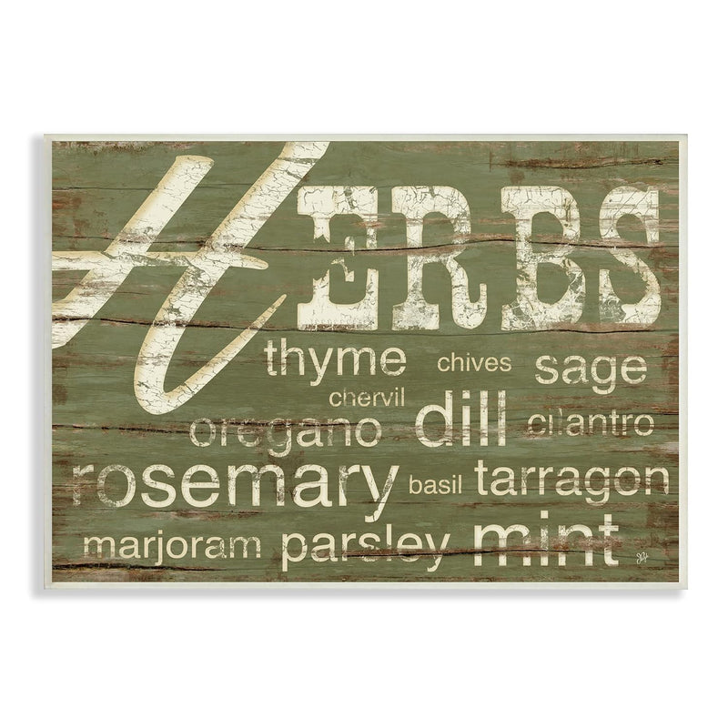Stupell Home Décor Herbs And Words Green Kitchen Wall Plaque, 10 X 0.5 X 15, P