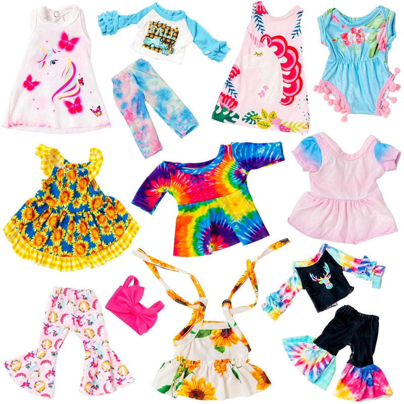 10Pcs Alive Doll Baby Doll Clothes And Accessories Including Dresses,T Shir