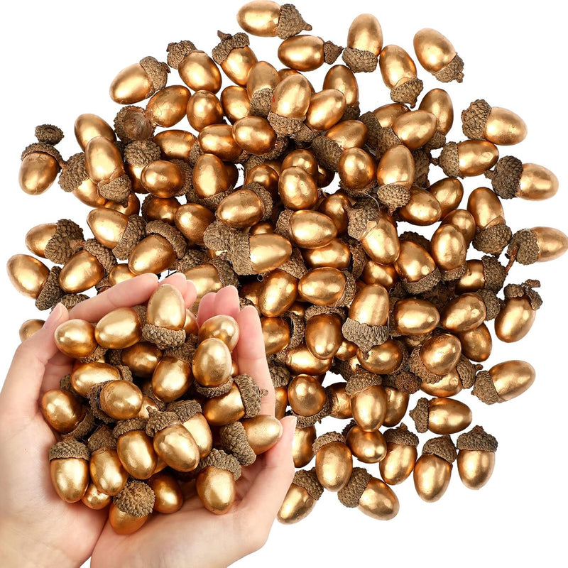 150 Pieces Gold Artificial Acorn Christmas Small Acorn With Cap Simulation Foa
