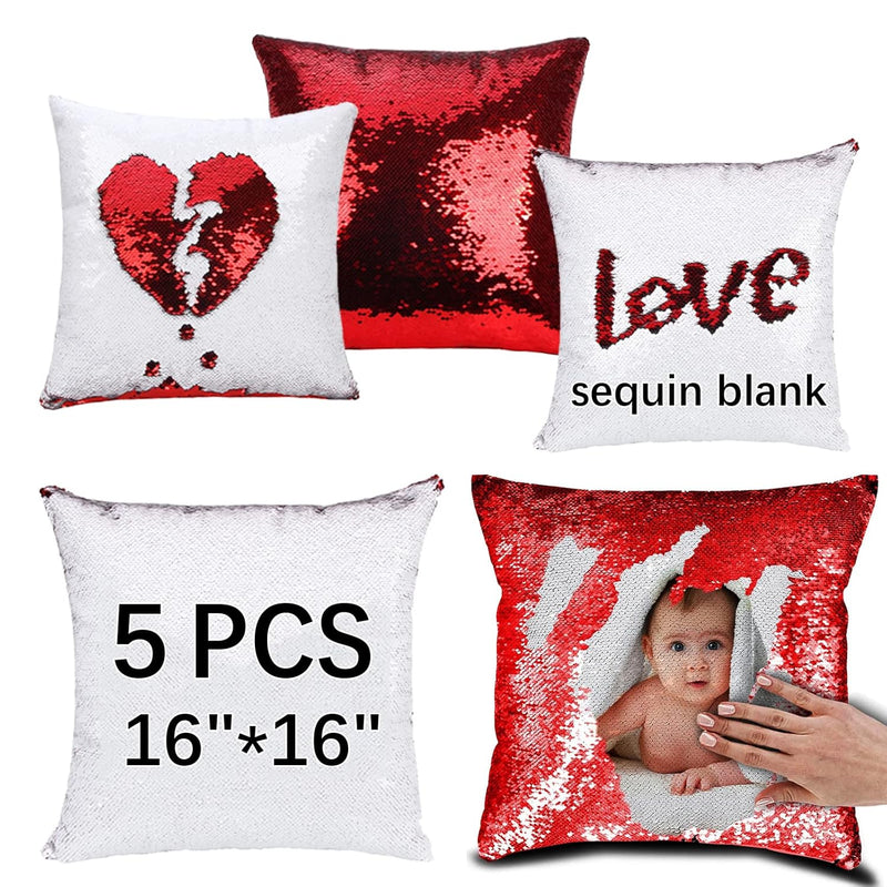 Sublimation Sequin Pillow Case Blanks 16''X16'' Flip Reversible Mermaid Decora