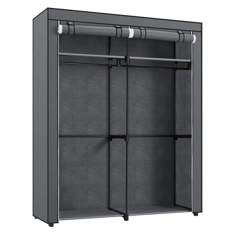 Portable Wardrobe With 2 Hanging Rods, Closet Storage Organizer, Clothes Rack, F