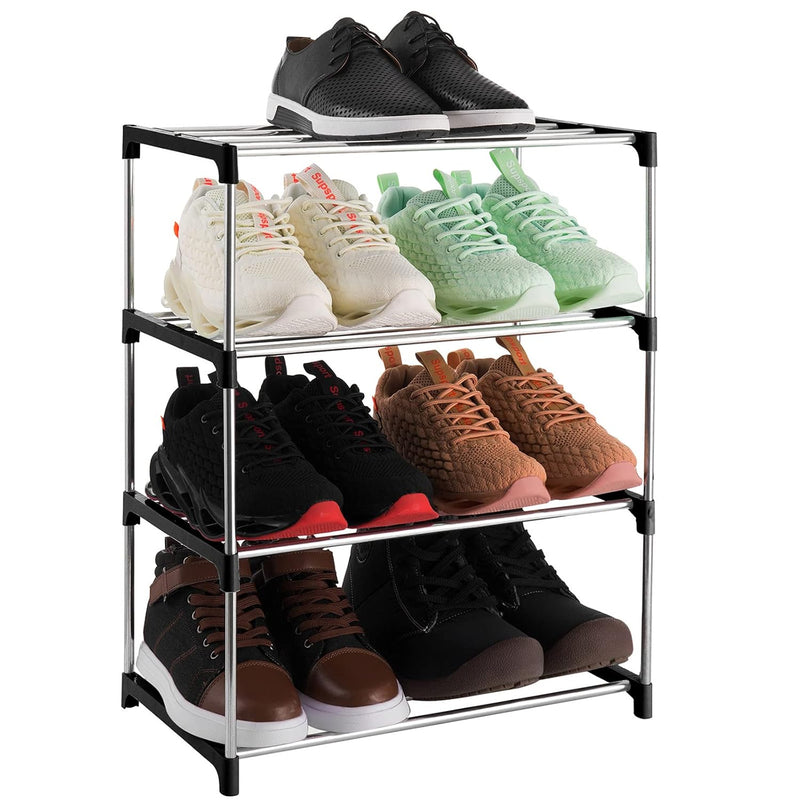4-Tier Stackable Small Shoe Rack, Lightweight Shoe Shelf Storage Organizer For E