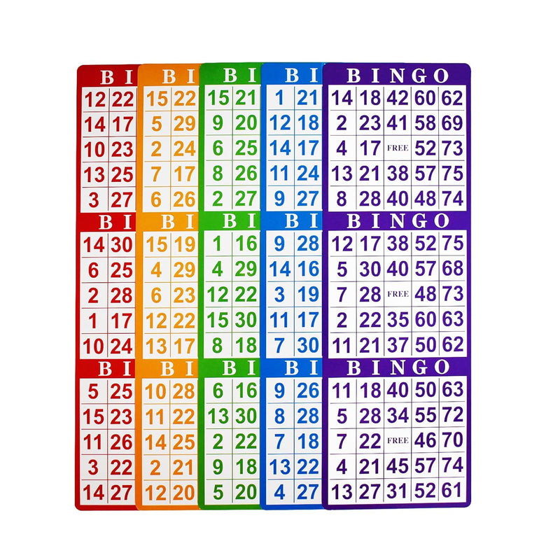 Yuanhe Bingo Paper Game Cards - 3 Cards - 100 Sheets in Mixed Colors