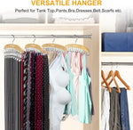 Bra Hanger for Closet, 20 Hooks Capacity Tank Top Hanger Premium Wooden Closet Foldable Metal Hooks Camisole Organizer for Hangers Space Saving, 360°Rotating, Closet Organizers and Storage-2 Pack