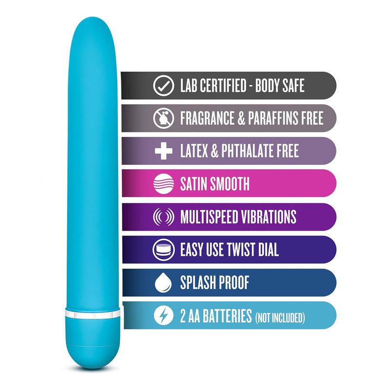 Blush Rosé Luxuriate 7 Inch Vibrator Bullet For Women, Men & Couples - Multi-Speed Smooth Lipstick Vibe Wand, Powerful Clitoral Nipple & G-Spot Stimulator - Personal Massager Adult Sex Toy - Blue