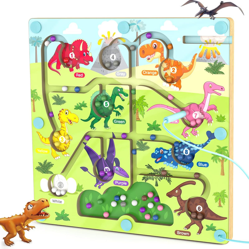 Magnetic Color And Number Maze, Montessori Toys For 2 3 4 5 Year Old, Woode