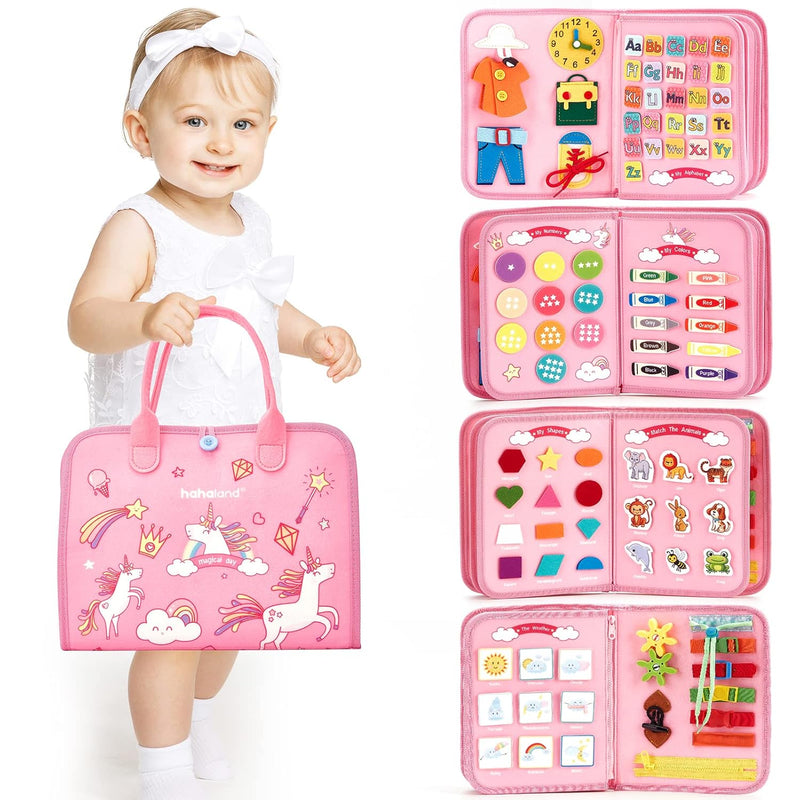 hahaland Busy Board - Montessori Toys for 2 Year Old Girl Birthday Gift - P