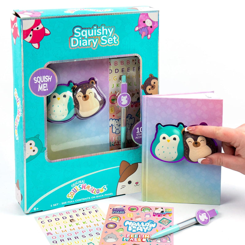 Original Squishy Diary Set, Includes 5 X 7 Diary, 60 Sheets, Kawaii Sticker