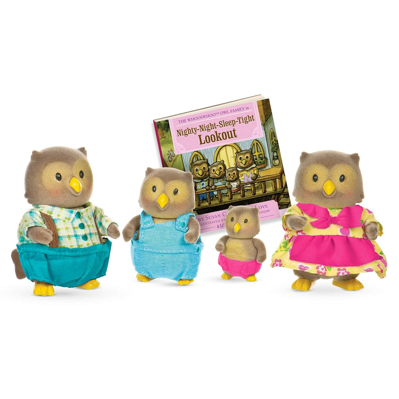 Li'l Woodzeez Owl Family Set – Whooswhoo Owls with Storybook – 5pc Toy Set