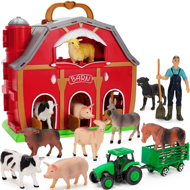 Farm Animals Toys For 1 2 3 4 5 Year Old Toddlers Girls Boys, Big Red Barn