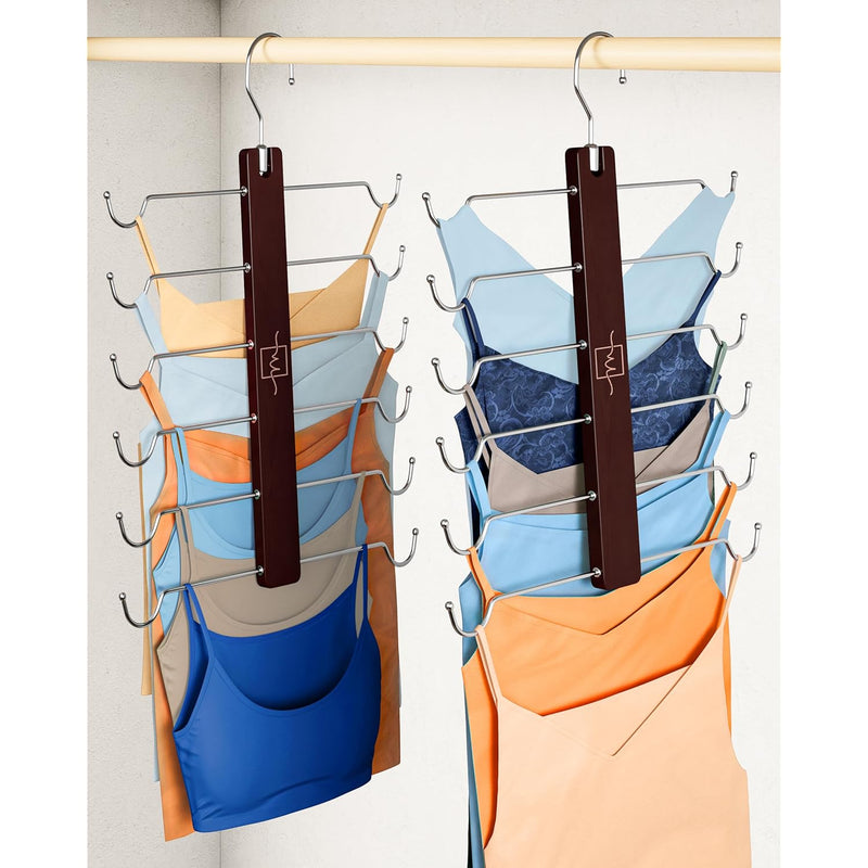 European Beechwood Tank Top Hangers - Space Saving Sports Bra Hanger For Closet